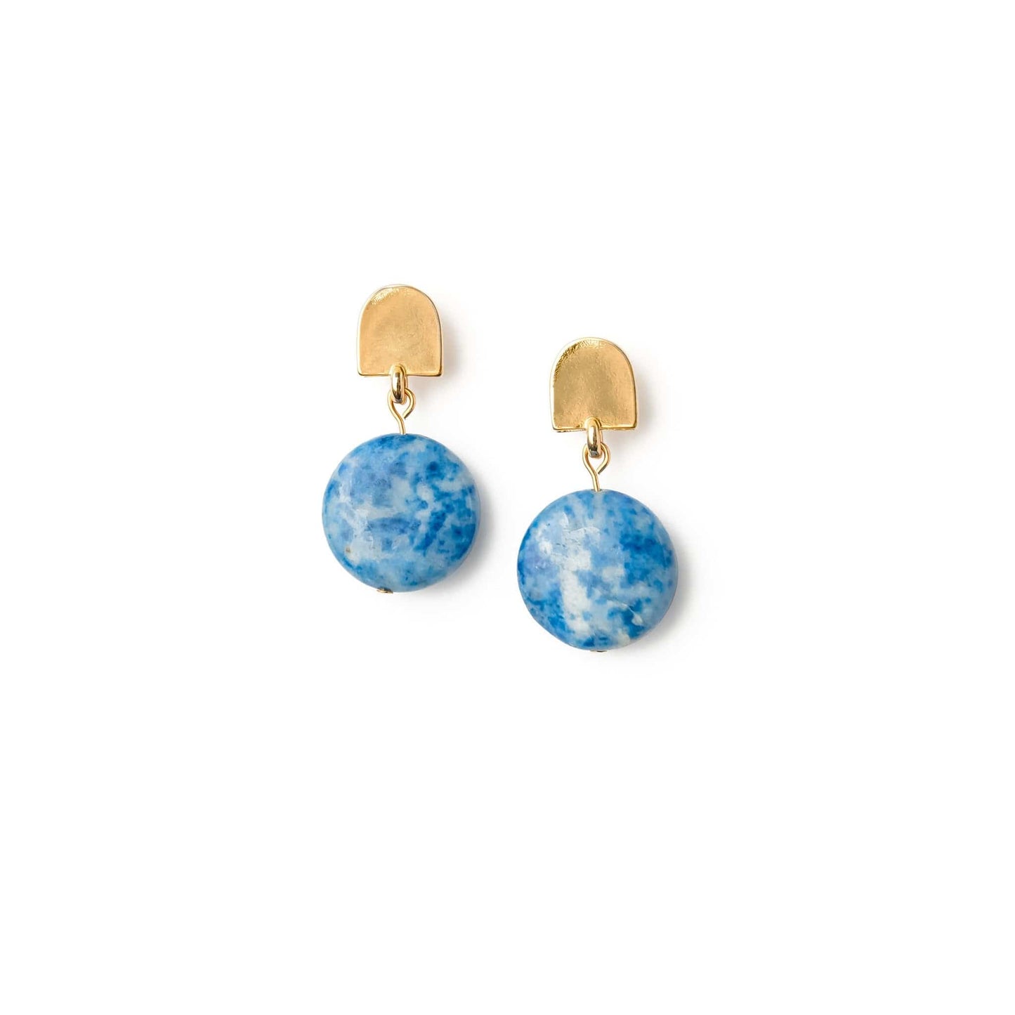 Vintage Style Gold Moon With Lapis Earrings | Ms. Donna | Wolf & Badger